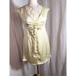 Missguided Dresses Women’s Size L Cream Satin Button Down Mini Dress